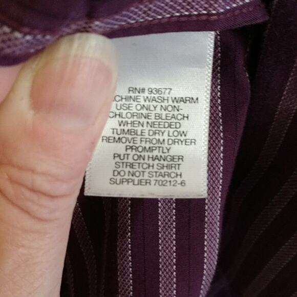 Claiborne Stripe Wrinkle Free Button Down size 17 1/2 - Picture 5 of 6